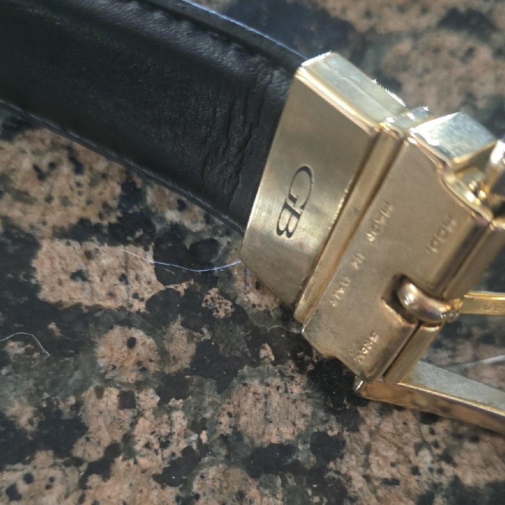 Gold and Black/brown reversible Men's Belt gb made in italy sz 34